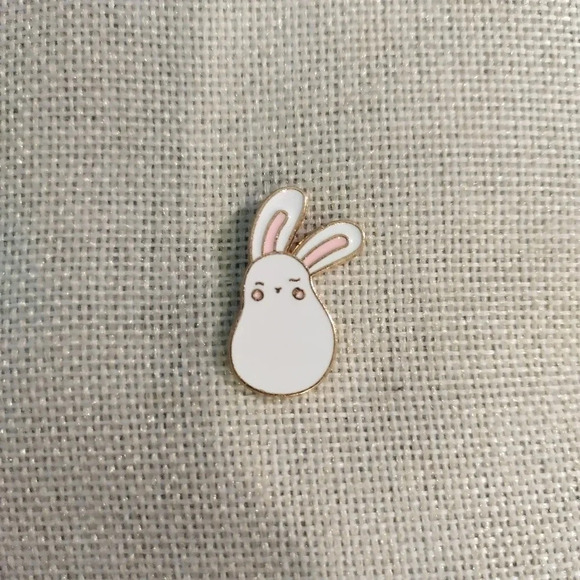 Bunny Bean Gold and Pink/White Enamel Pin - Picture 5 of 5